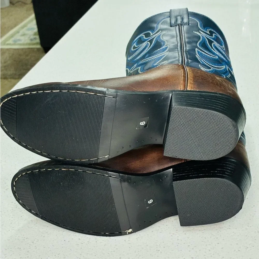 Cody James Brown & Blue Western Cowboy Boots Men’s Size 6D Leather Like New